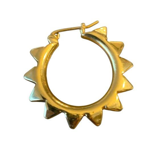 Vtg Tom Binns Spiked Hoop Earrings Gold Plated 1" Punk Rock Avant-Garde Jewelry - Picture 3 of 12